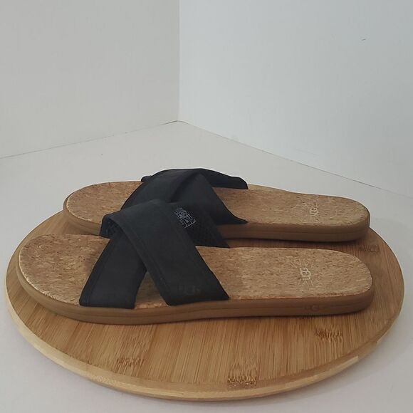 UGG Seaside Slide Cowhide Black Slippers Men's Size 10 Style # 1092172-BLK - Picture 3 of 8